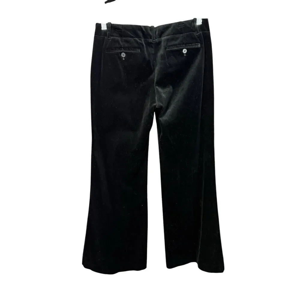 Theory Women’s Black Velvet Low Rise Wide Leg Pleated Pants Size 6